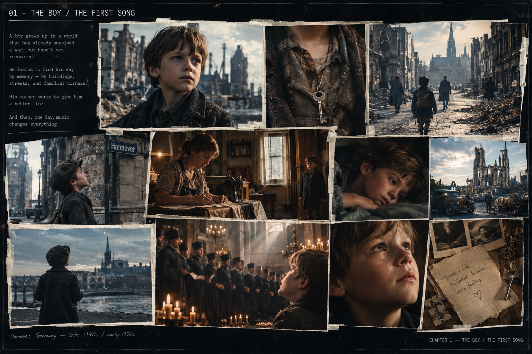 A boy in post-war Hanover; a Russian choir by candlelight