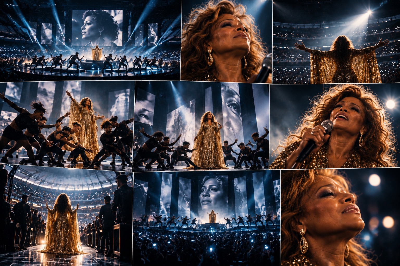 Gloria Gaynor on an imagined golden Olympic stage